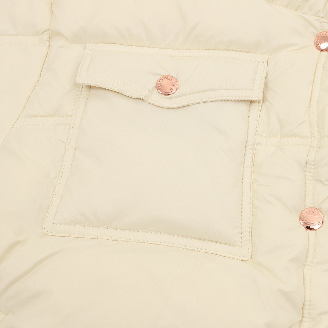 Moncler Women's Box-Quilted Hooded Down Jacket - Ivory - detail 2