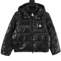 Moncler Andro Women's Glossy Hooded Down Jacket - Black - front view