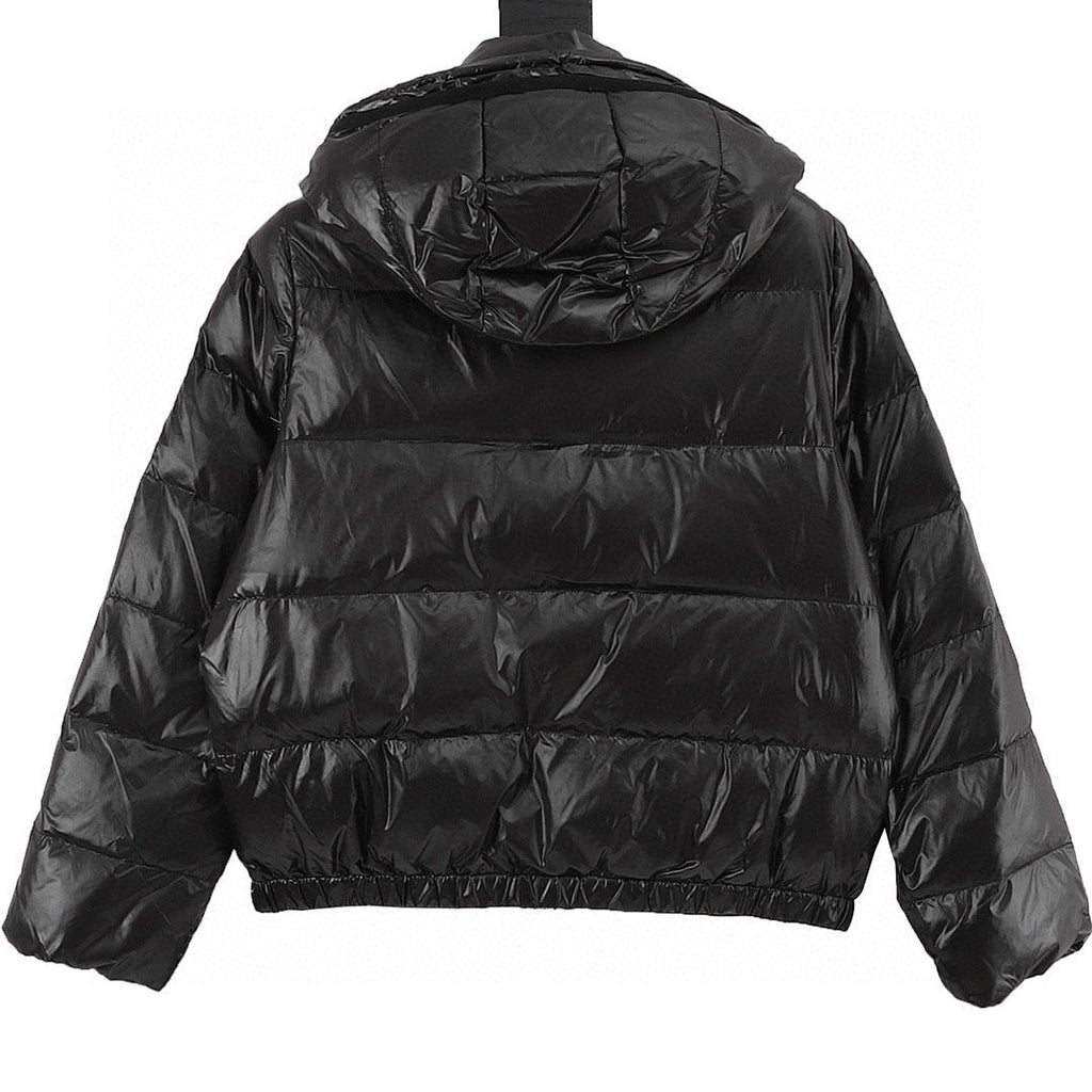 Moncler Andro Women's Glossy Hooded Down Jacket - Black - back view