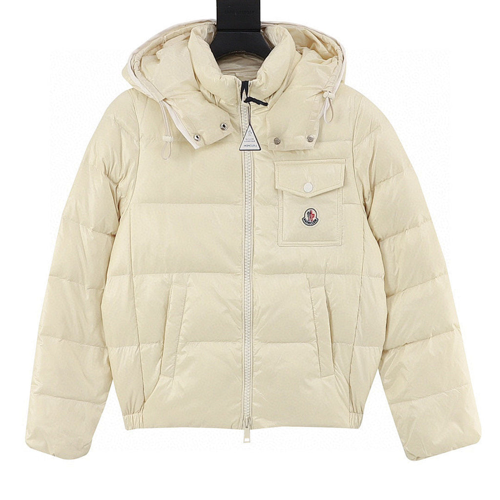 Moncler Andro Women's Short Hooded Down Jacket - Ivory - front view