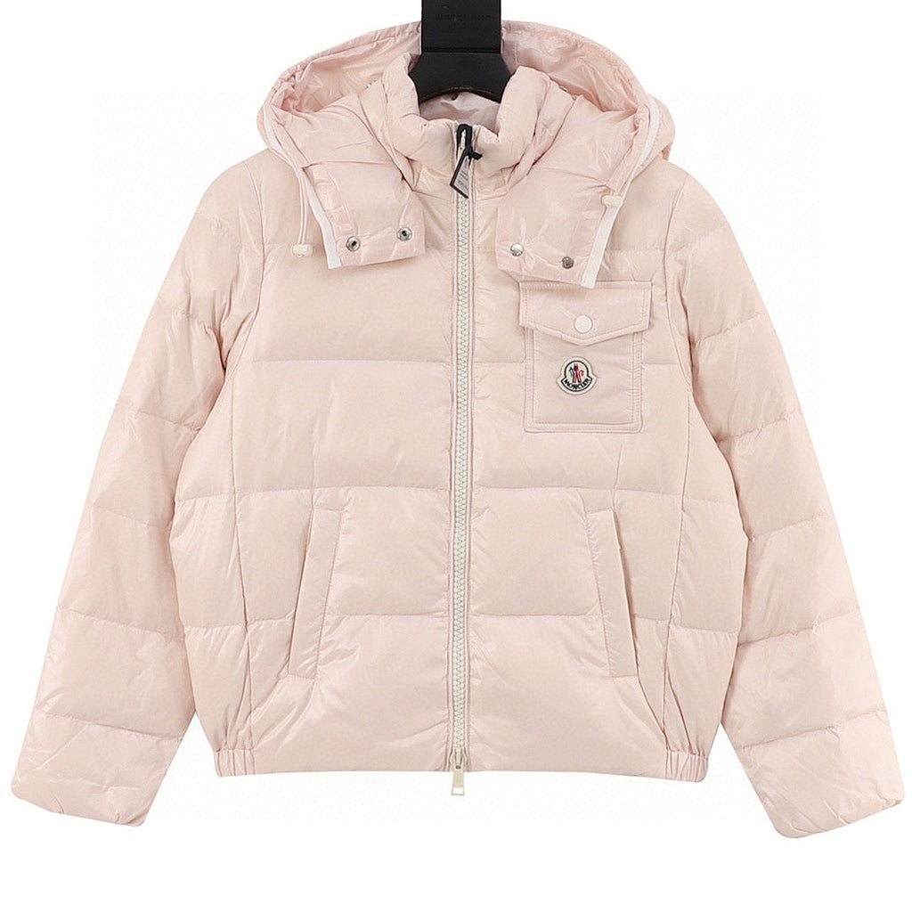 Moncler Andro Women's Short Hooded Down Jacket - Blush Pink - front view