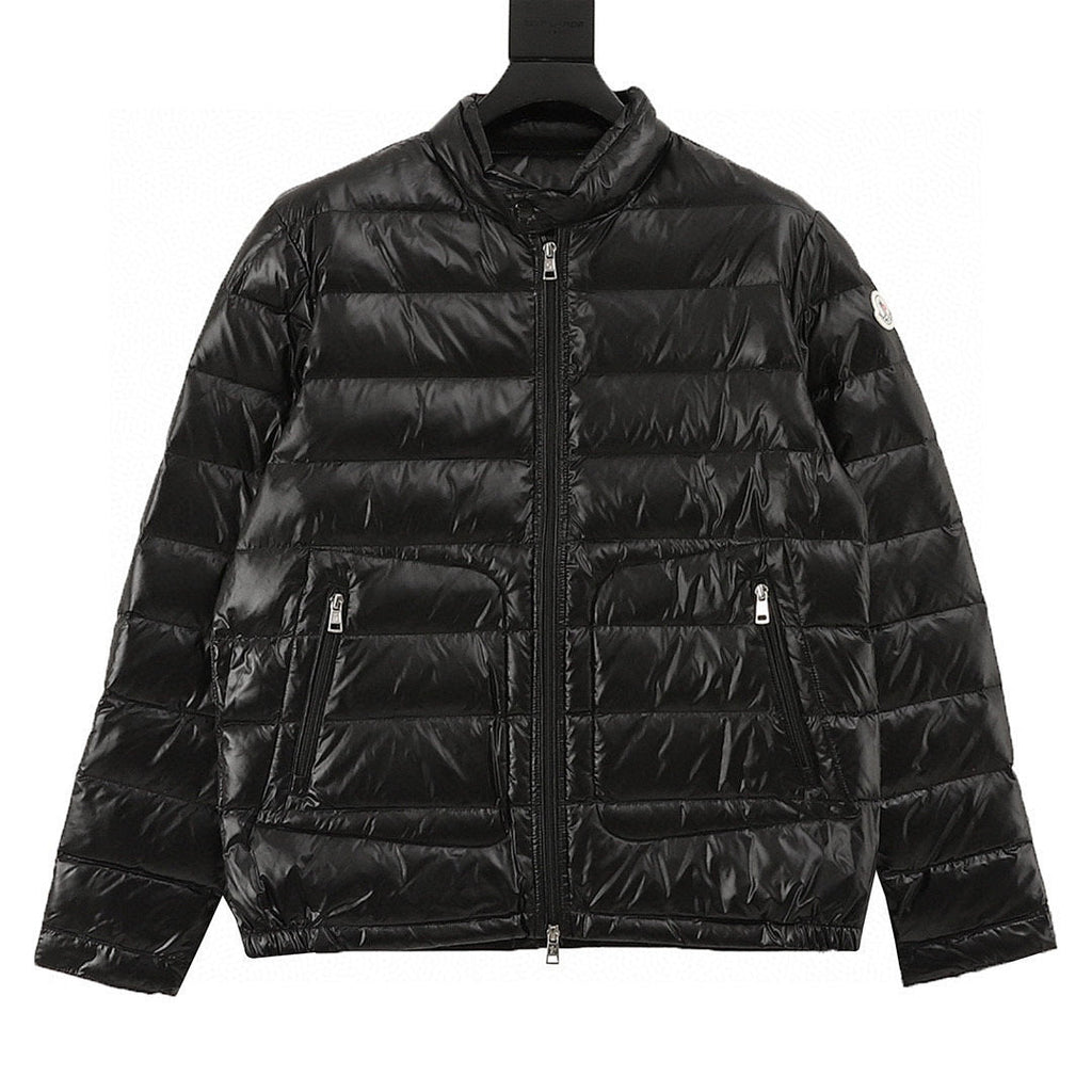 Moncler Glossy Stand-Collar Down Jacket - Black - front view