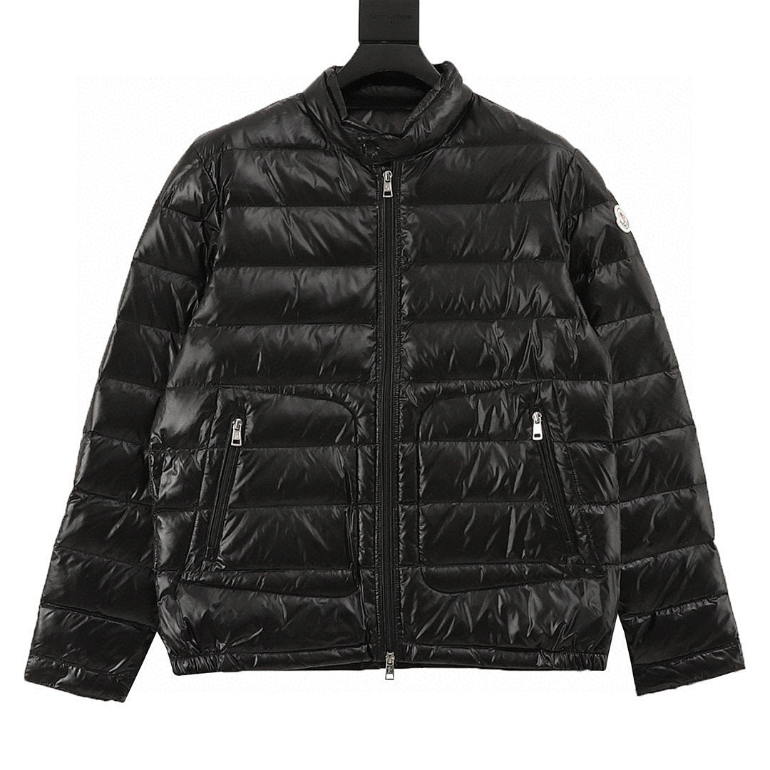 Moncler Glossy Stand-Collar Down Jacket - Black - front view