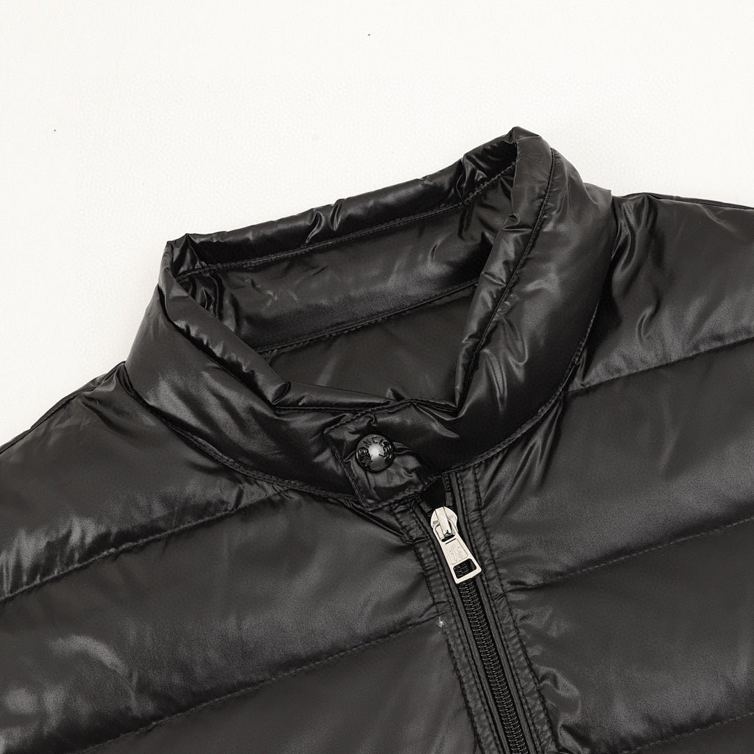 Moncler Glossy Stand-Collar Down Jacket - Black - detail 1