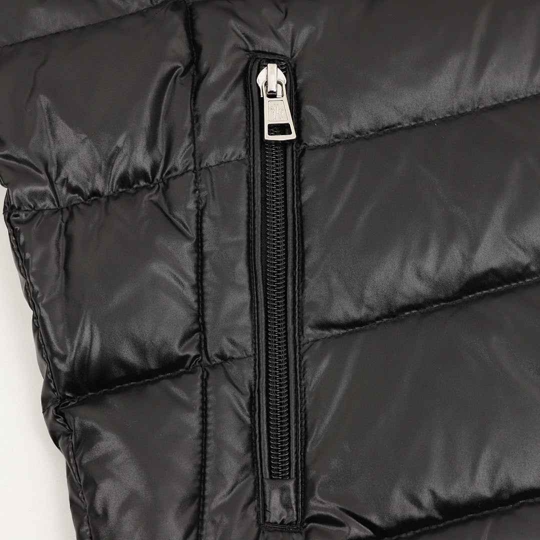 Moncler Glossy Stand-Collar Down Jacket - Black - detail 2
