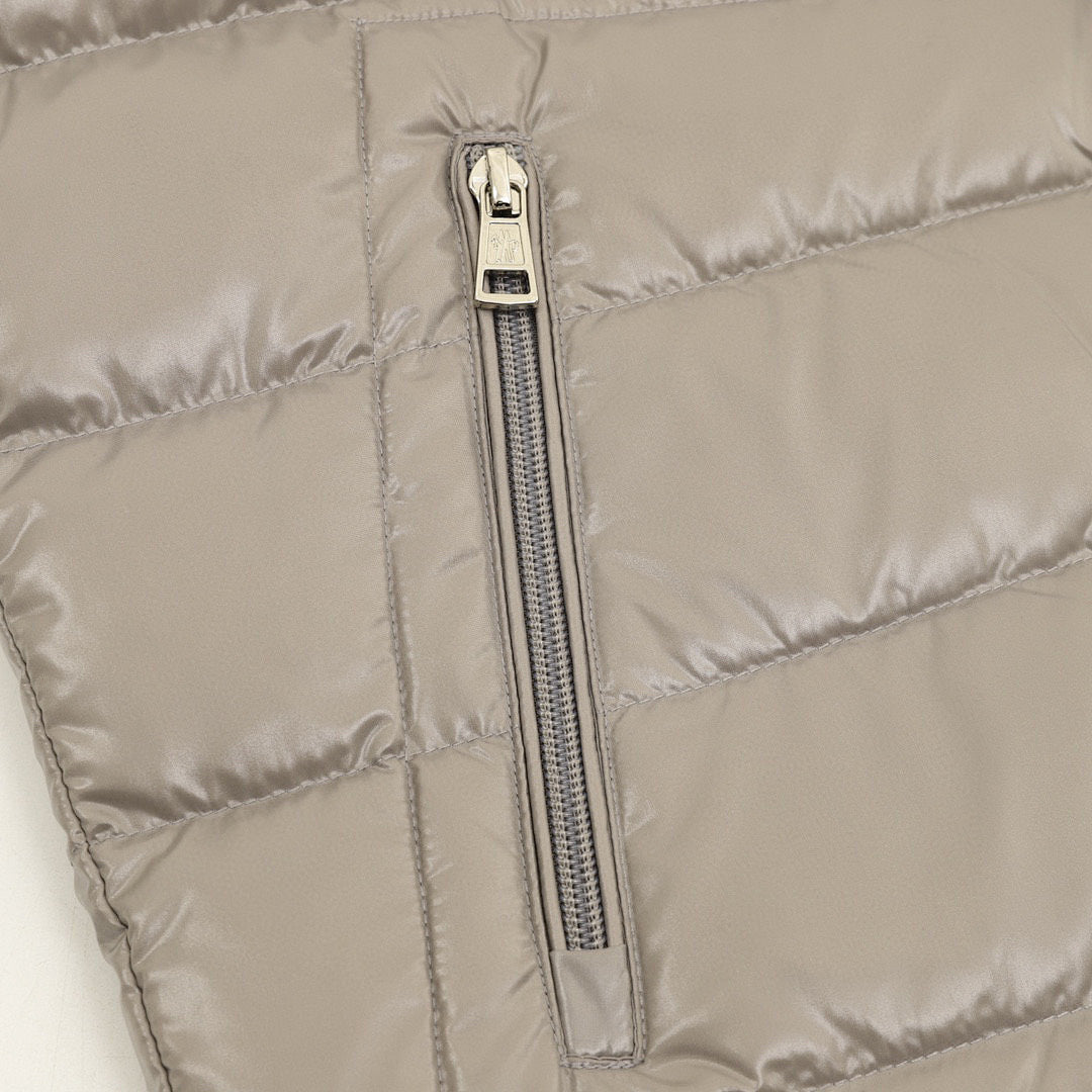 Moncler Glossy Stand-Collar Down Jacket - Taupe - detail 2