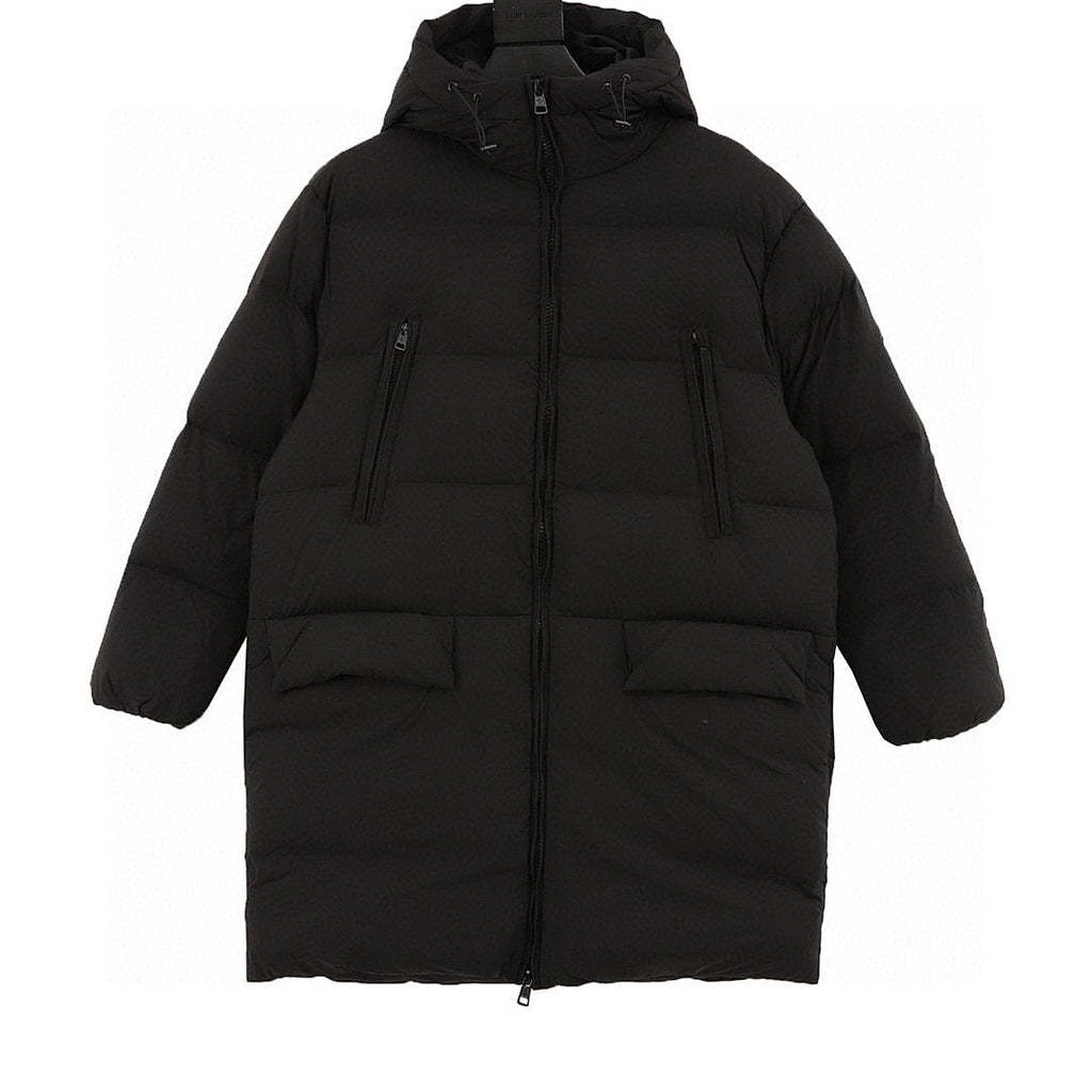 Moncler Bosona Hooded Mid-Length Down Coat - Black - front view