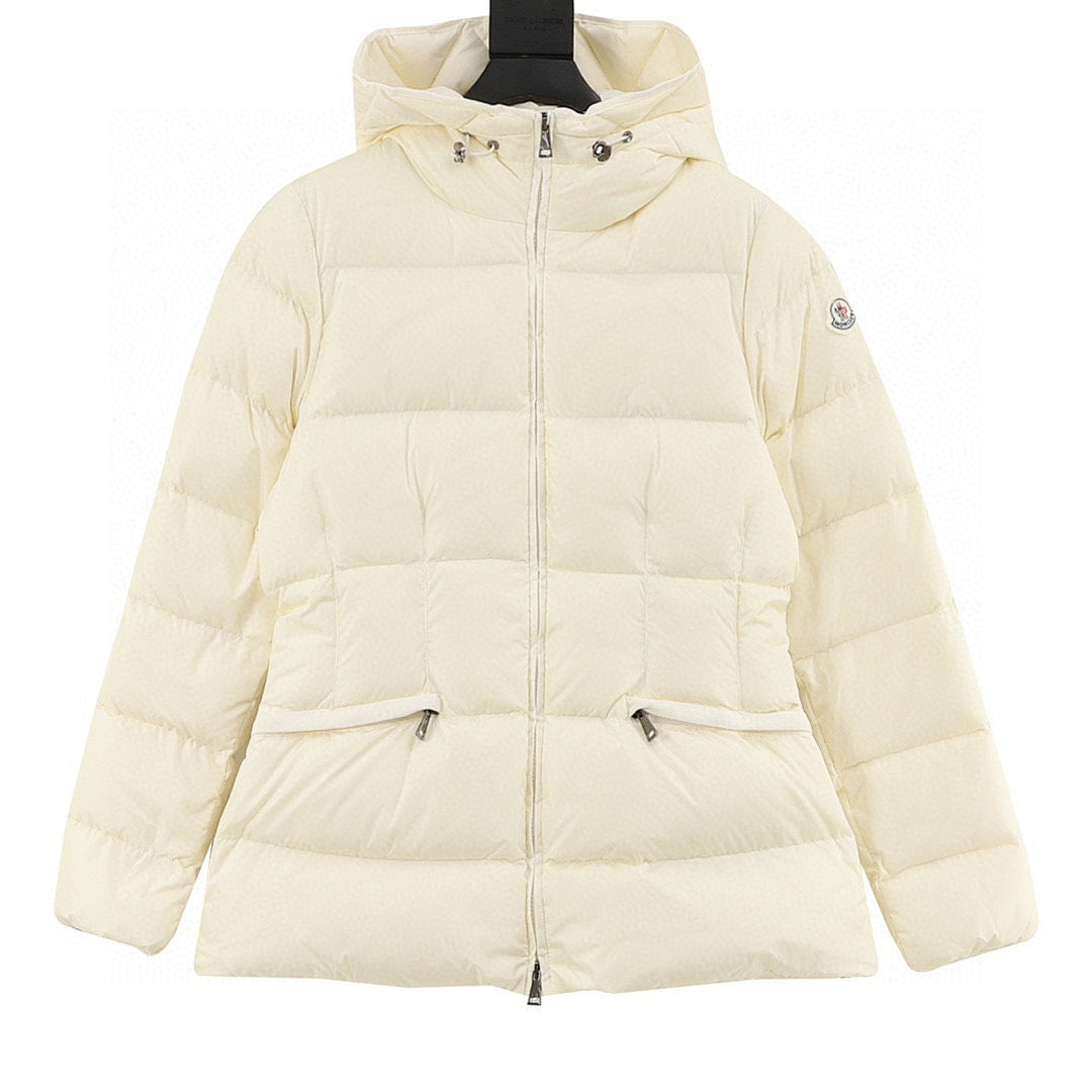 Moncler Avoce Women's Fitted Hooded Down Jacket - Ivory - front view