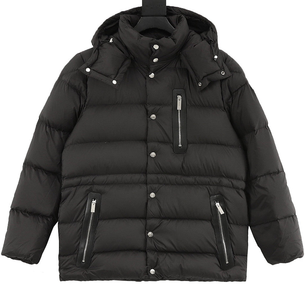 Moncler Drawstring Hooded Down Jacket - Black - front view