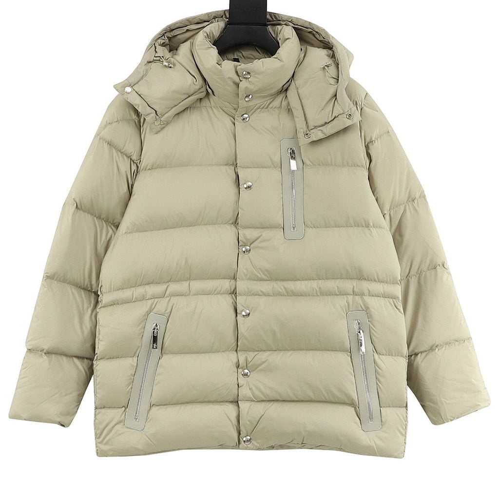 Moncler Drawstring Hooded Down Jacket - Light Khaki - front view