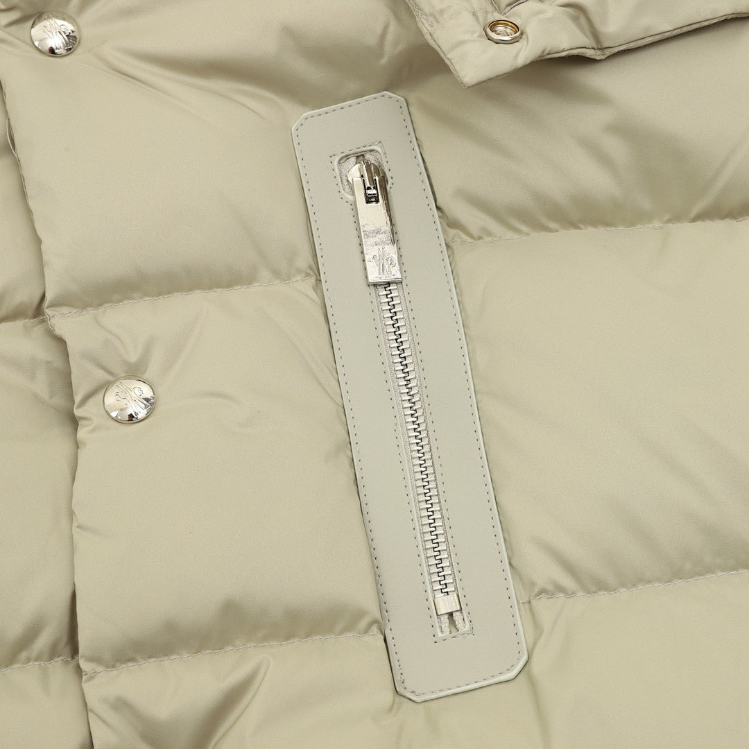 Moncler Drawstring Hooded Down Jacket - Light Khaki - detail 2