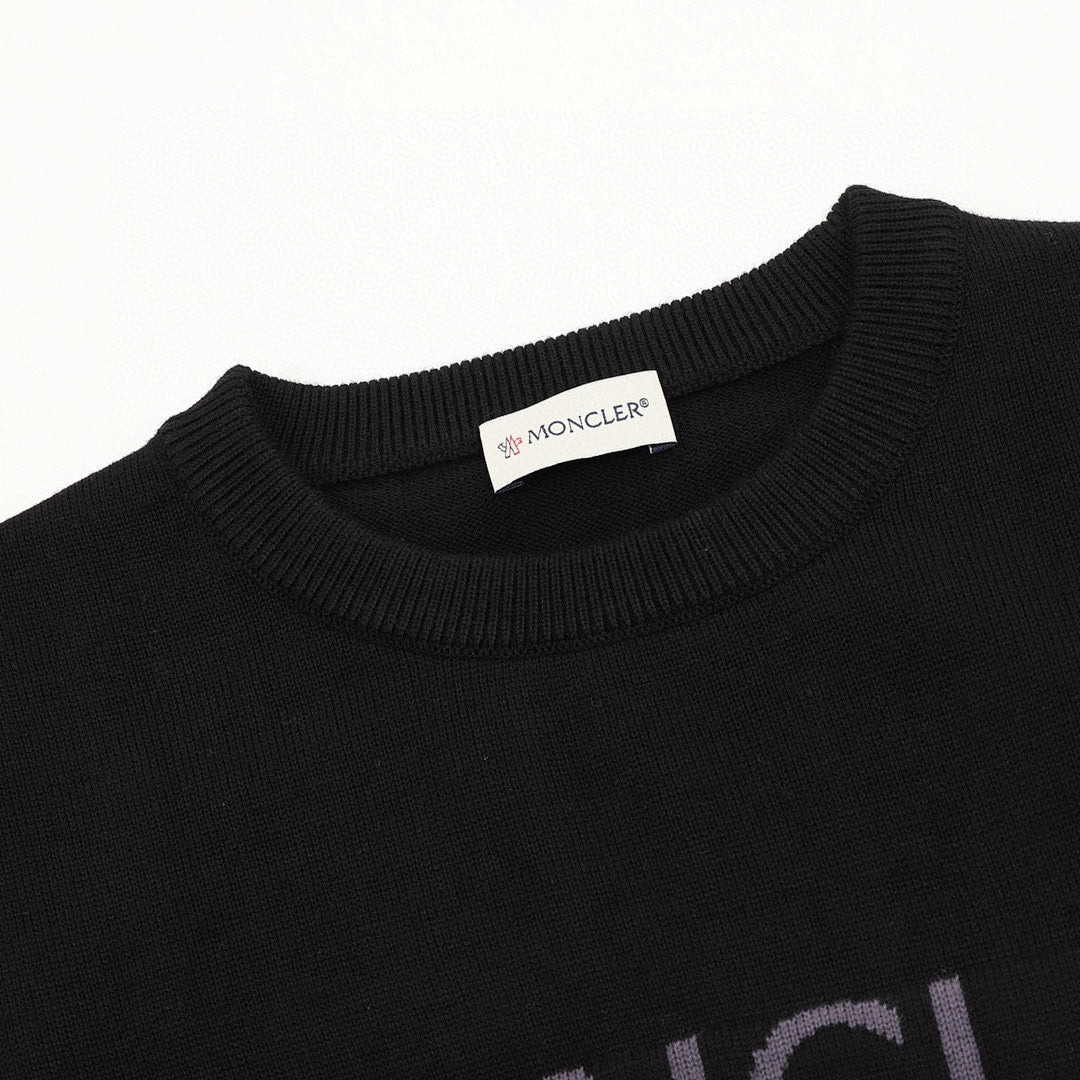 Moncler Letter-Logo Crewneck Sweater - Black - detail 1
