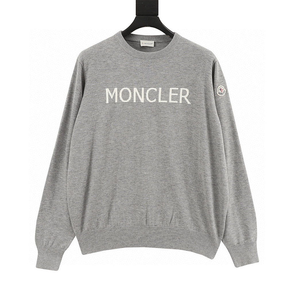 Moncler Letter-Logo Crewneck Sweater - Gray - front view