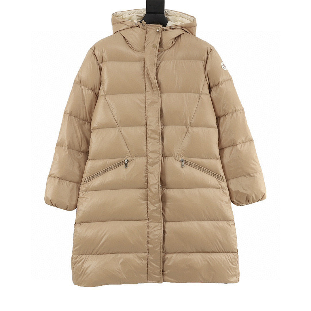 Moncler Bellevue Women's Long Down Coat - Beige - front view