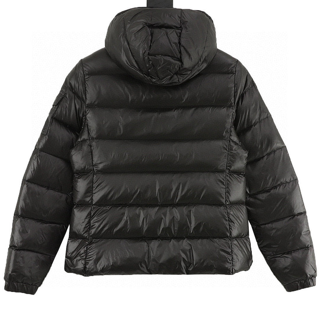 Moncler Women's Tape-Trim Hooded Down Jacket - Black - back view