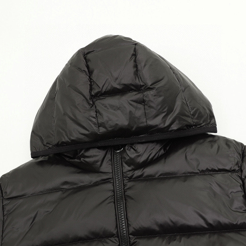 Moncler Women's Tape-Trim Hooded Down Jacket - Black - detail 1