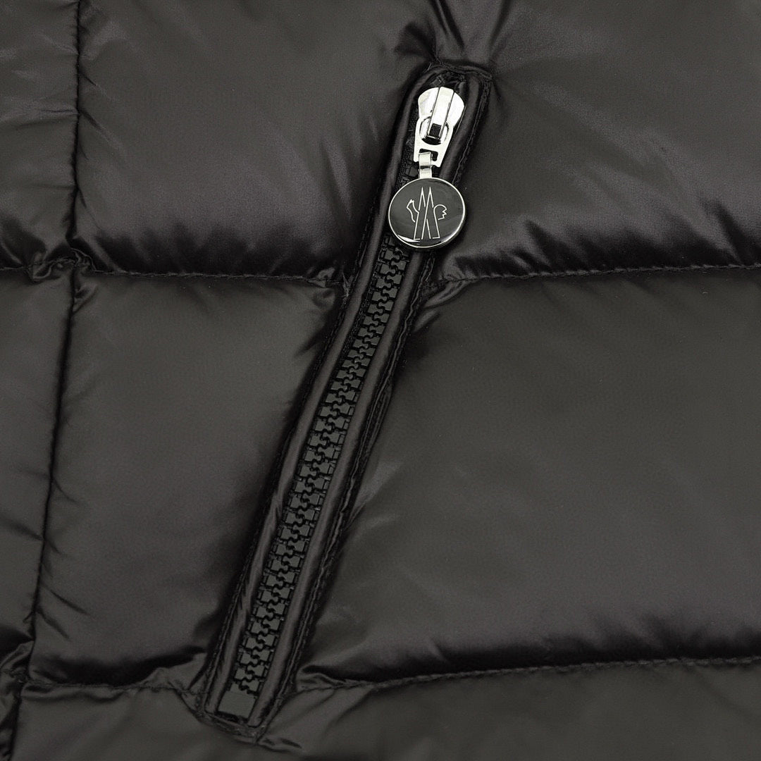 Moncler Women's Tape-Trim Hooded Down Jacket - Black - detail 2