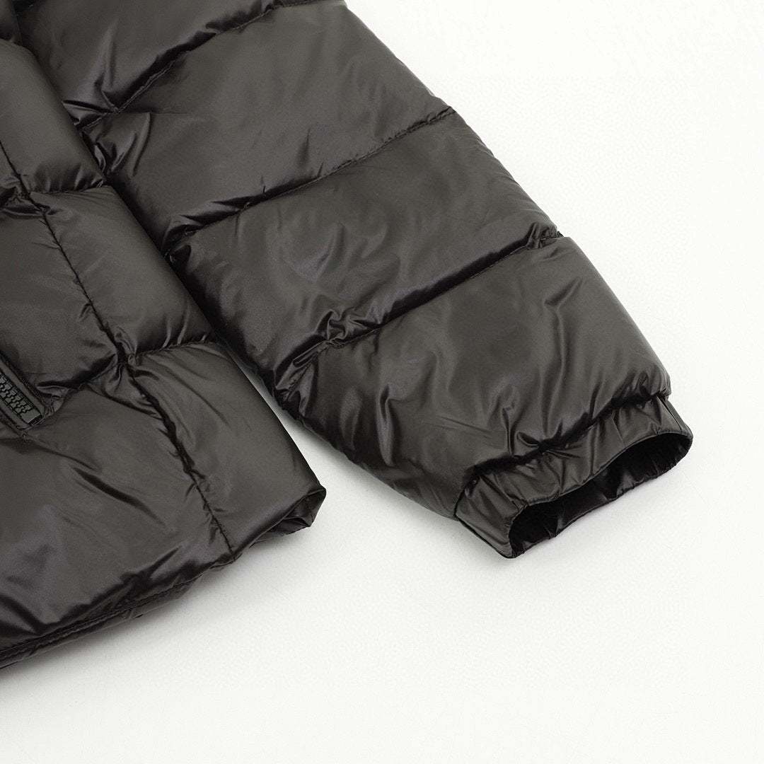 Moncler Women's Tape-Trim Hooded Down Jacket - Black - detail 3