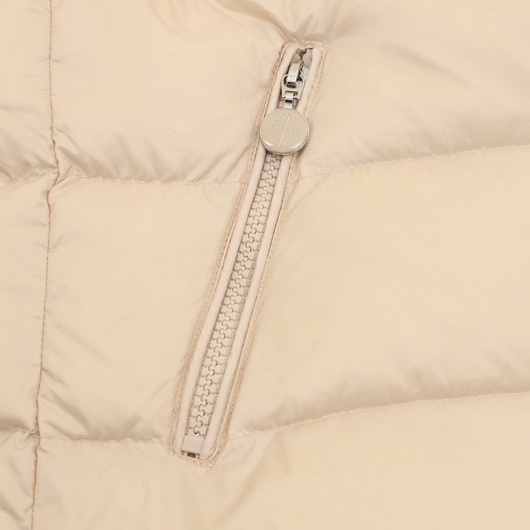 Moncler Women's Tape-Trim Hooded Down Jacket - Beige - detail 3