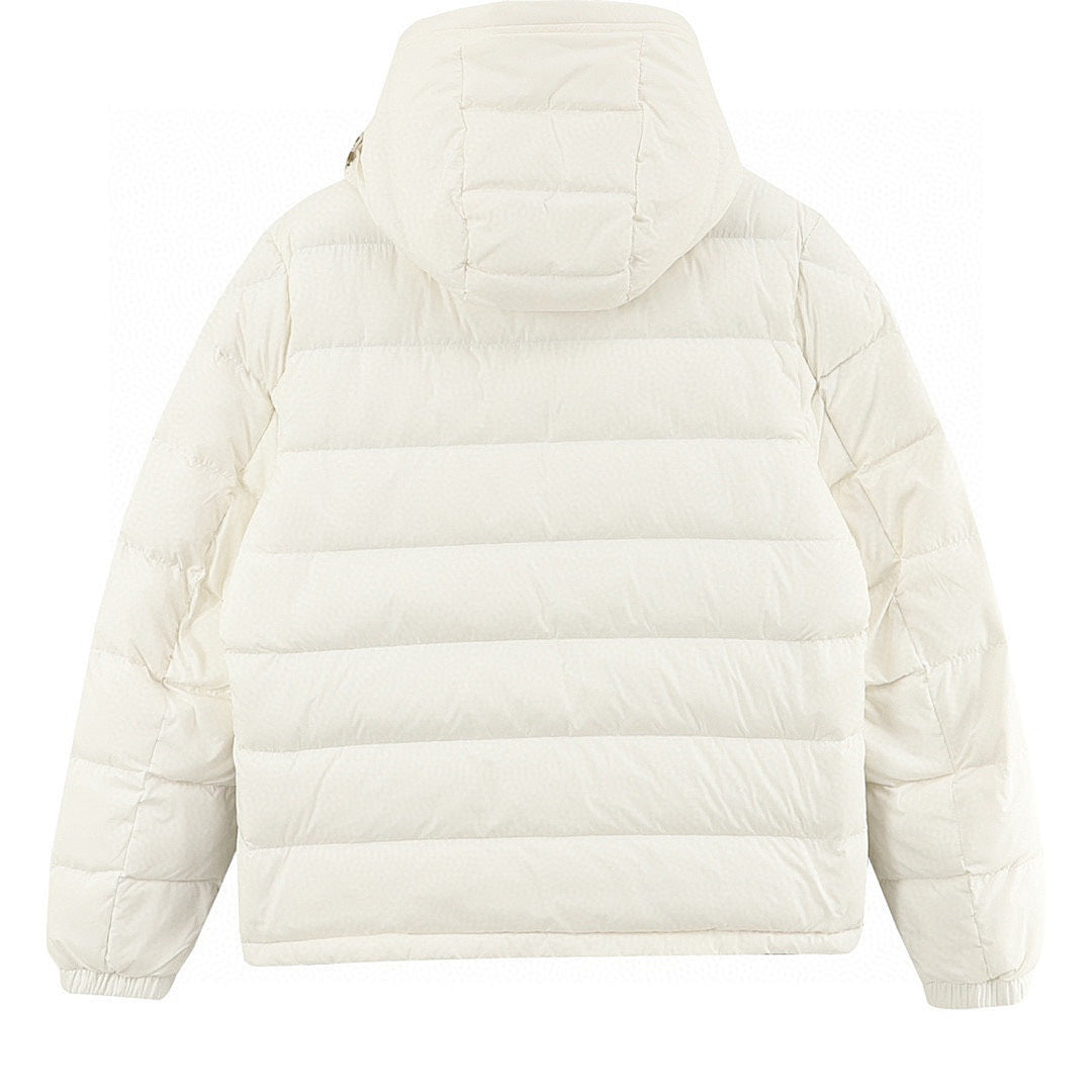 Moncler Adjustable-Hood Quilted Down Jacket - Ivory - back view