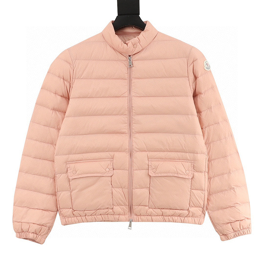 Moncler Lans Stand-Collar Pocket Down Jacket - Pink - front view