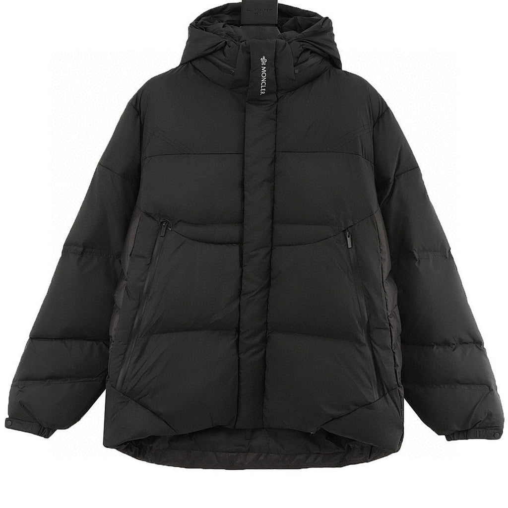 Moncler High-Neck Hooded Down Jacket - Black - front view
