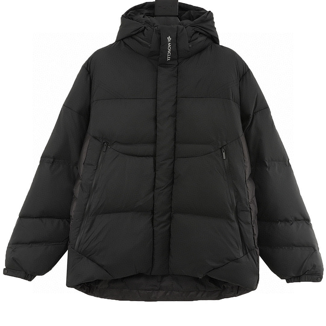 Moncler High-Neck Hooded Down Jacket - Black - front view