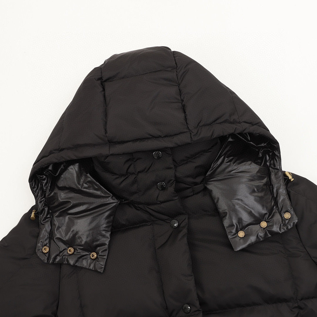 Moncler Women's Long Hooded Down Coat - Black - detail 1
