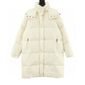 Moncler Women's Long Hooded Down Coat - Ivory - front view