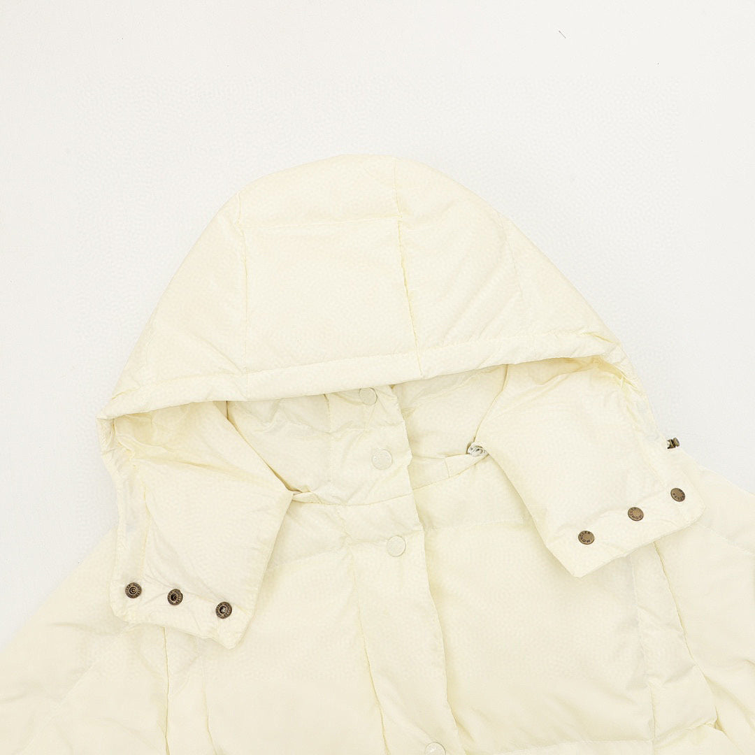 Moncler Women's Long Hooded Down Coat - Ivory - detail 1