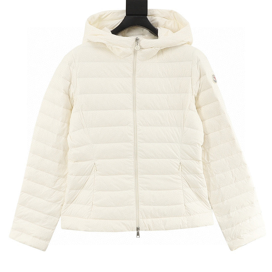 Moncler Ige Women's Short Hooded Down Jacket - Ivory - front view