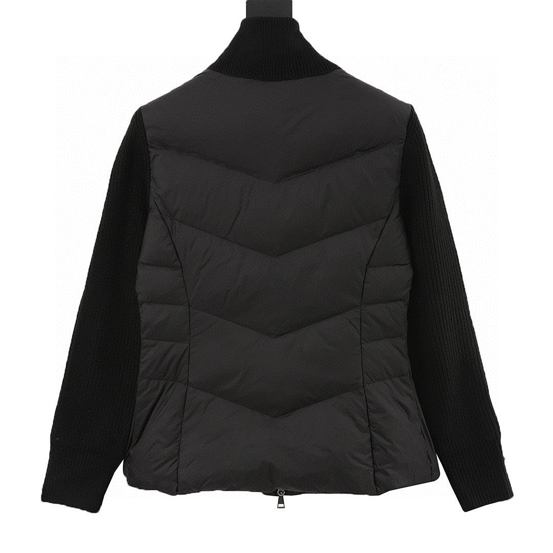 Moncler Women's Chevron-Panel Knit Cardigan - Black - back view