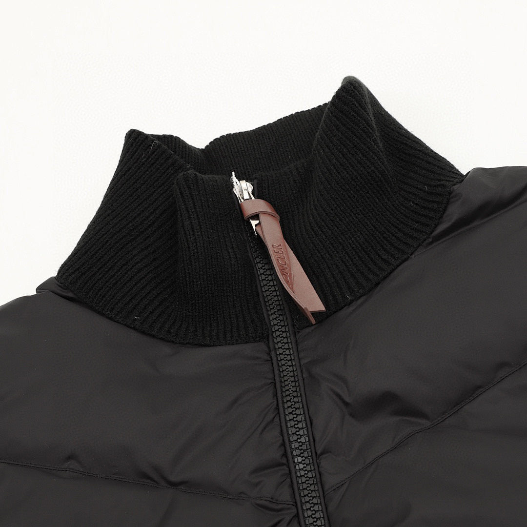 Moncler Women's Chevron-Panel Knit Cardigan - Black - detail 1