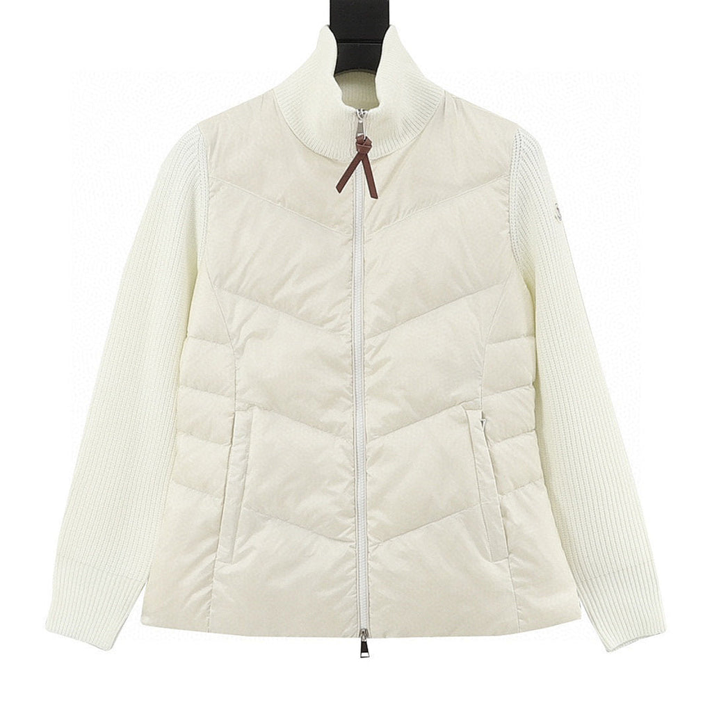 Moncler Women's Chevron-Panel Knit Cardigan - Ivory - front view