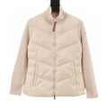 Moncler Women's Chevron-Panel Knit Cardigan - Beige - front view