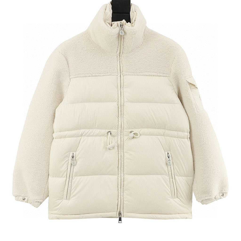 Moncler Escaut Women's Textured-Panel Down Jacket - Ivory - front view