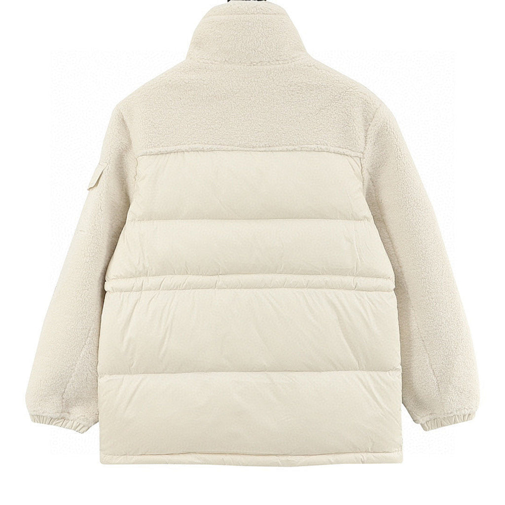 Moncler Escaut Women's Textured-Panel Down Jacket - Ivory - back view