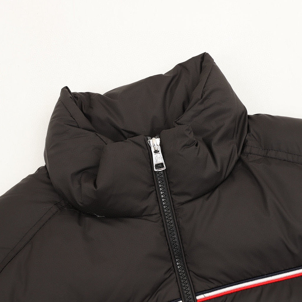 Moncler Tricolor-Stripe Down Jacket - Black - detail 1