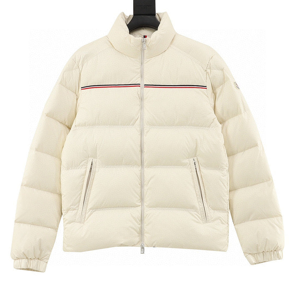 Moncler Tricolor-Stripe Down Jacket - Ivory - front view