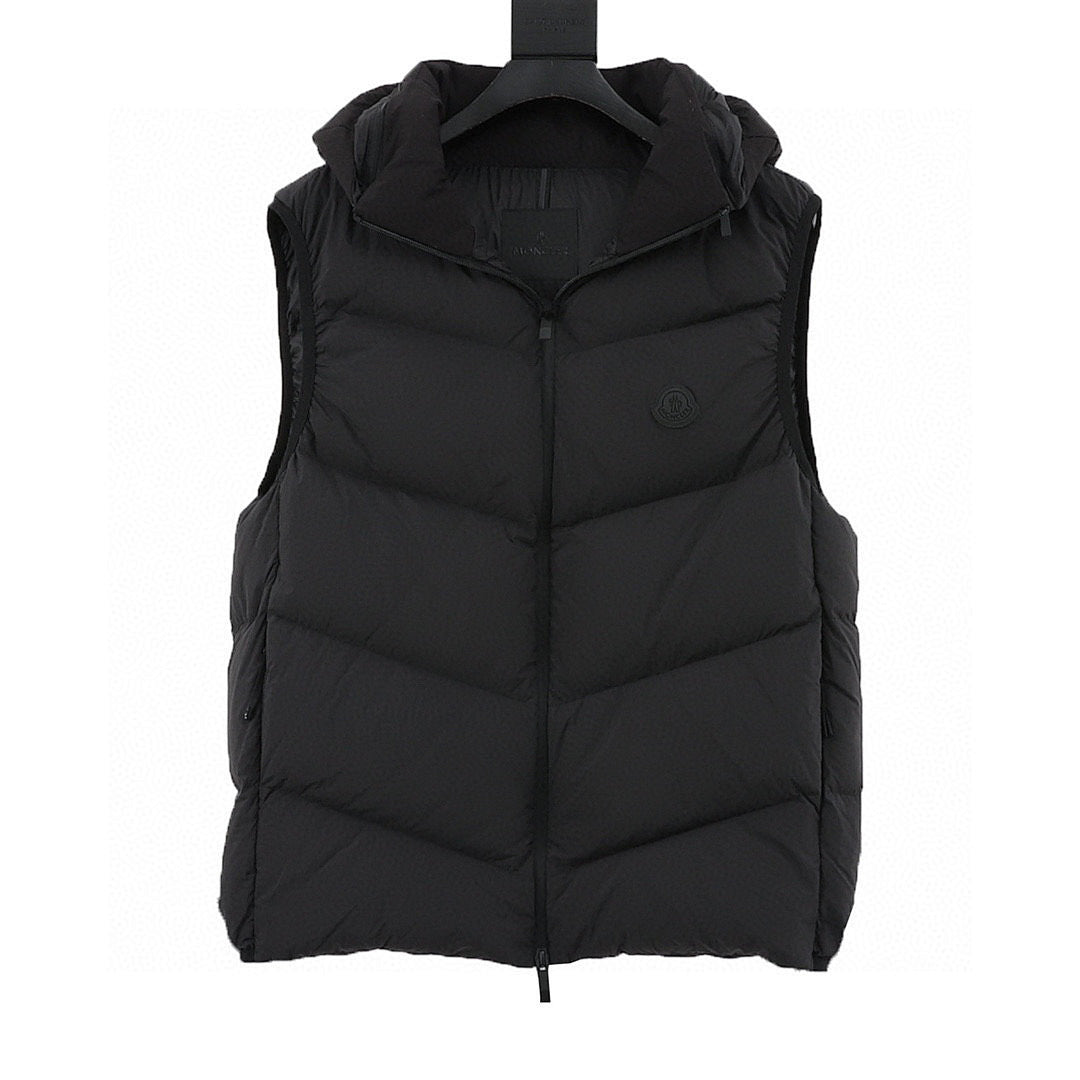 Moncler Black-Badge Hooded Down Vest - Black - front view