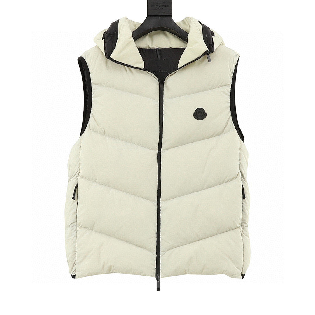 Moncler Black-Badge Hooded Down Vest - Ivory - front view