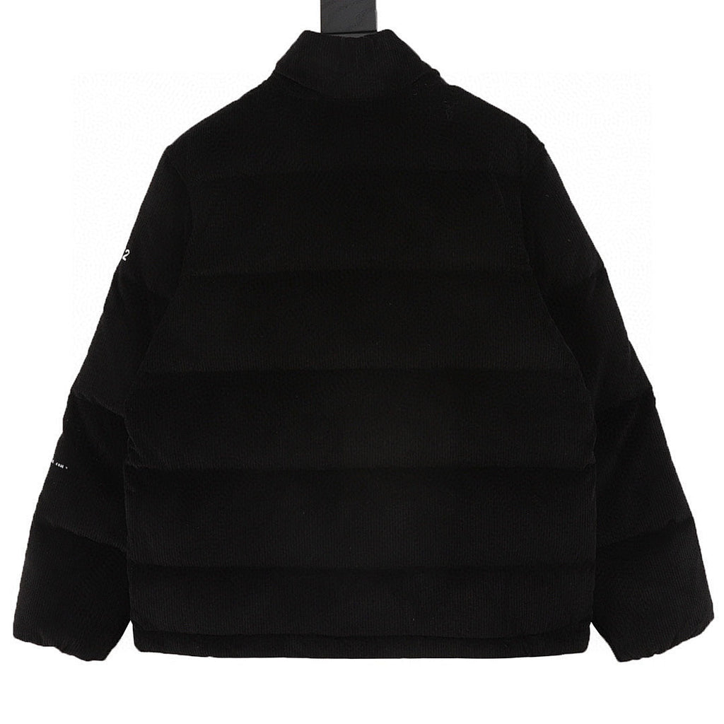 Moncler Corduroy Stand-Collar Down Jacket - Black - back view