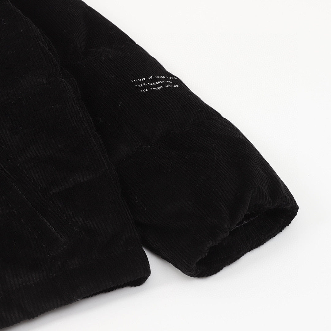Moncler Corduroy Stand-Collar Down Jacket - Black - detail 3