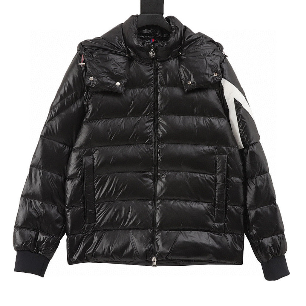 Moncler Corydale Sleeve-Stripe Hooded Down Jacket - Black - front view