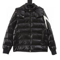 Moncler Corydale Sleeve-Stripe Hooded Down Jacket - Black - front view