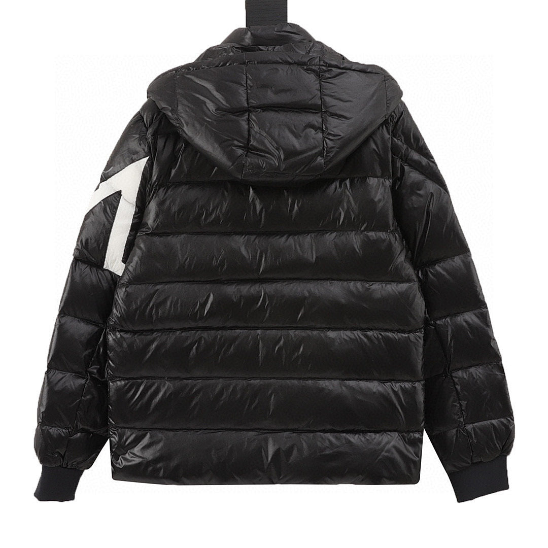 Moncler Corydale Sleeve-Stripe Hooded Down Jacket - Black - back view
