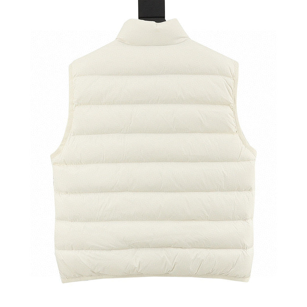Moncler Letter-Trim Quilted Vest - Ivory - back view