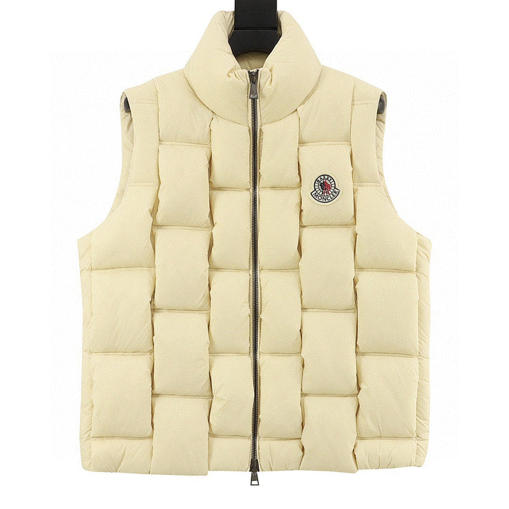 Moncler Woven-Panel Padded Vest - Ivory - front view