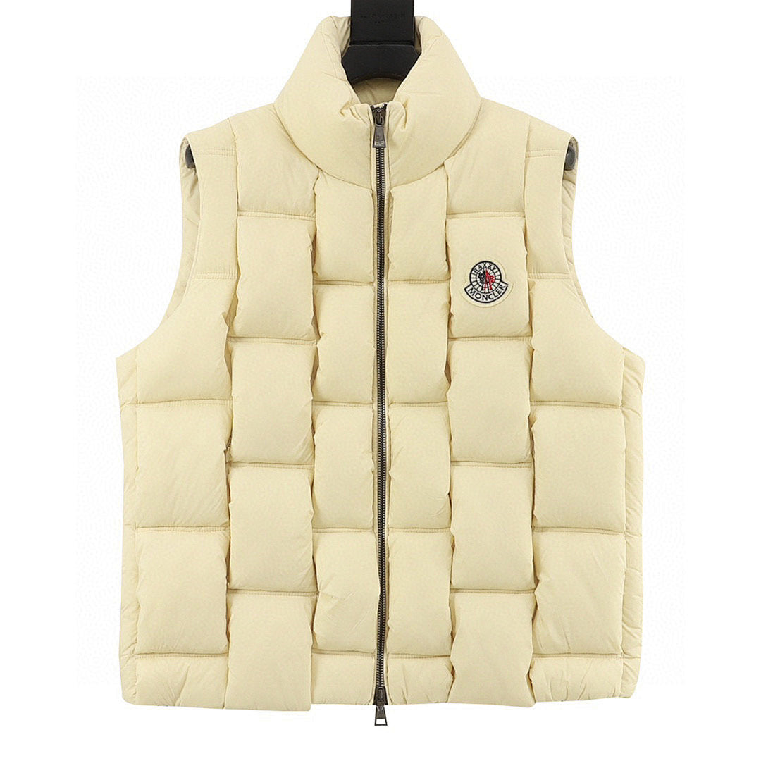 Moncler Woven-Panel Padded Vest - Ivory - front view