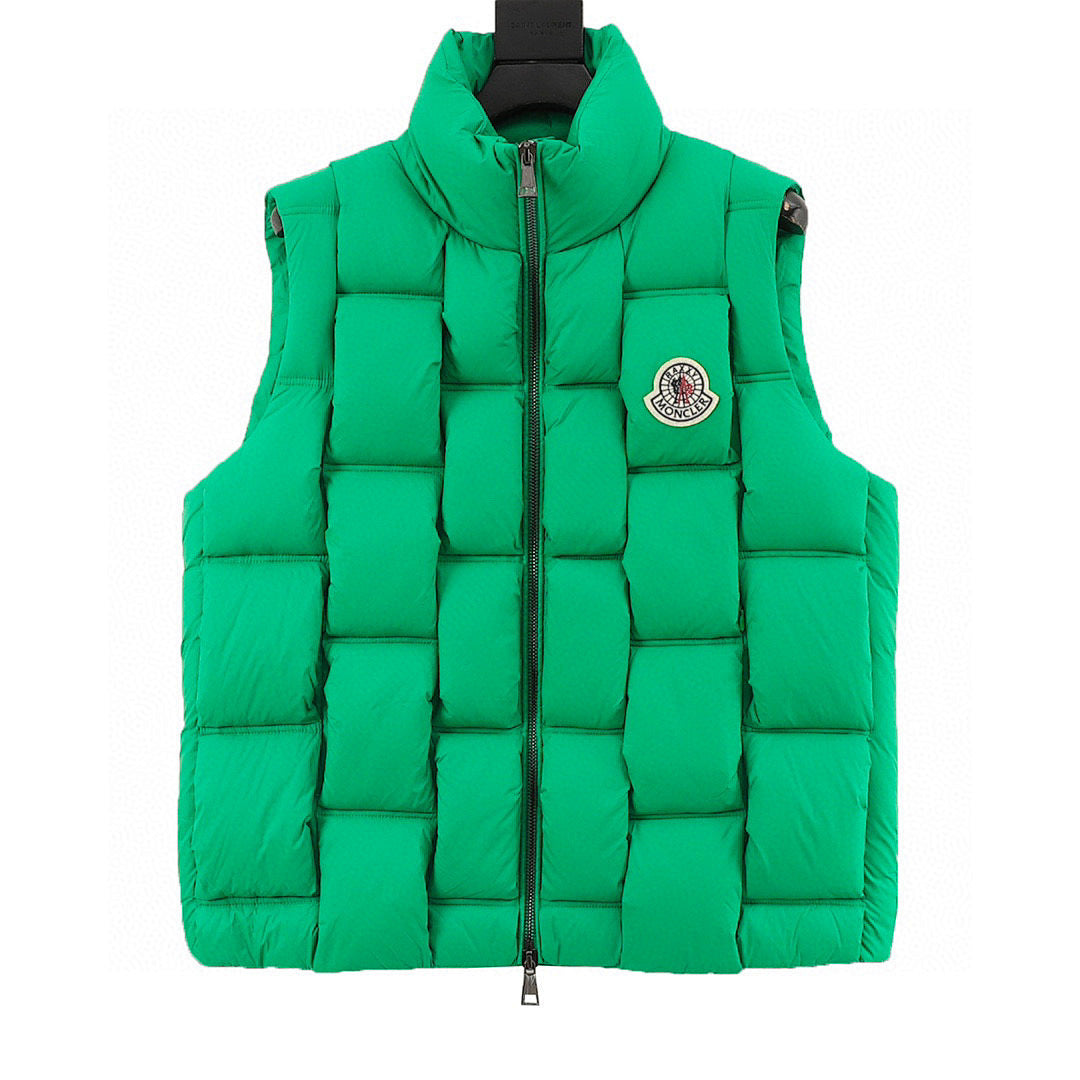 Moncler Woven-Panel Padded Vest - Green - front view